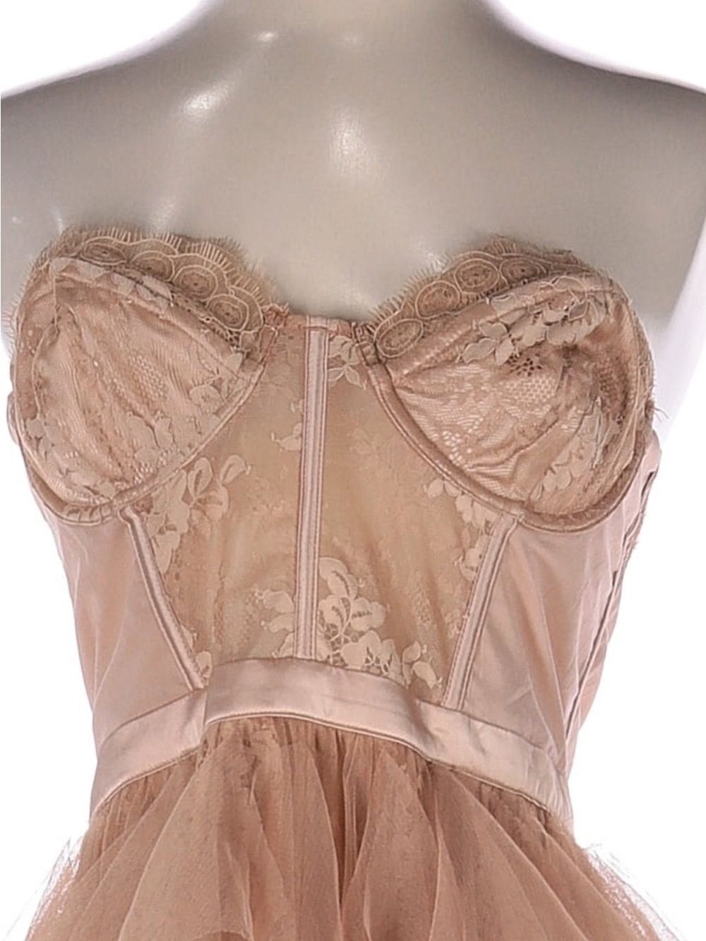 For Love & Lemons X Revolve Bustier Gown Warm Taupe Lace Corset Dress Sz M NWT - Picture 10 of 14